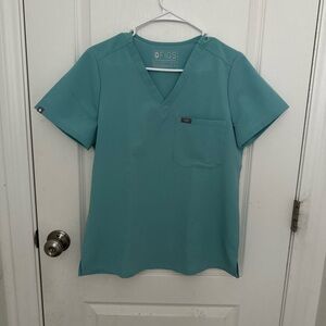 FIGS Technical Collection Catarina One Pocket Scrub Top in Sea Glass